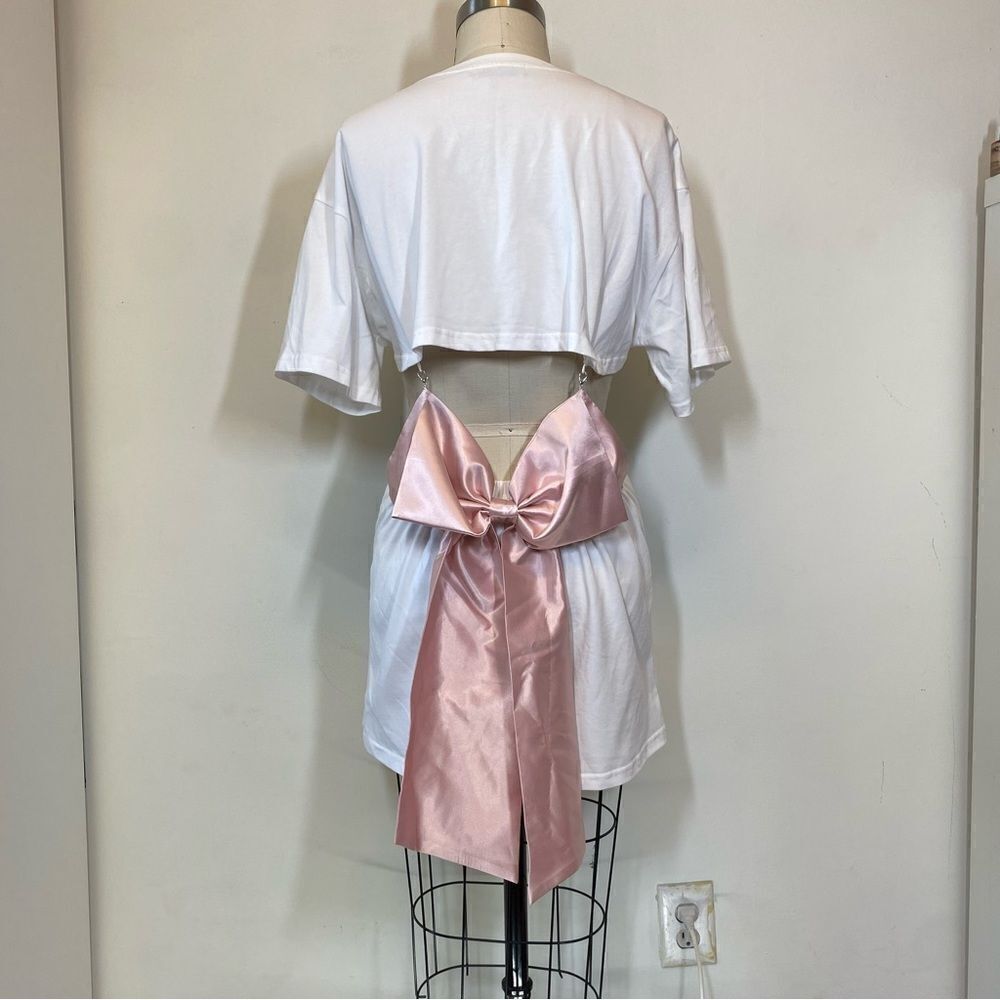 Ozlana Australia white cotton dress with bow  📦